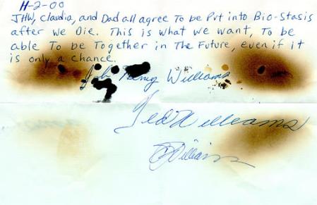Note signed by Ted Williams